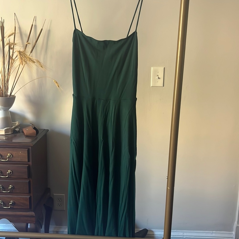 Reformation midi green spaghetti strap dress